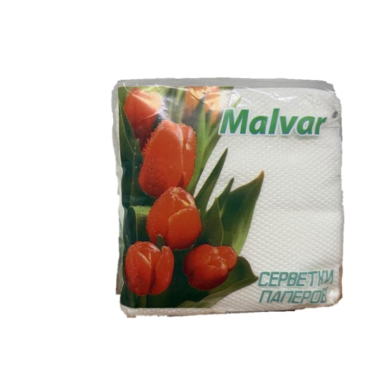 Серветки столові, пап., 210х210мм, 30шт., в пп упак., білі Malvar mlv.60036